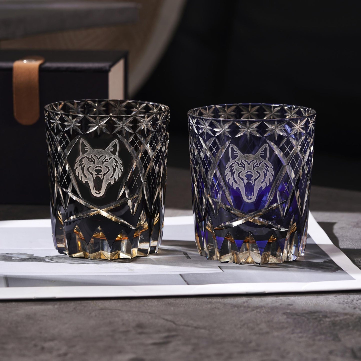 lovecove Old-Fashioned Black Wolf Whiskey Glasses – product image 3