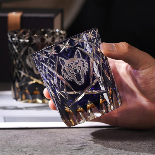Vitraelle Hand-Cut Wolf Whiskey Glass – product image 1