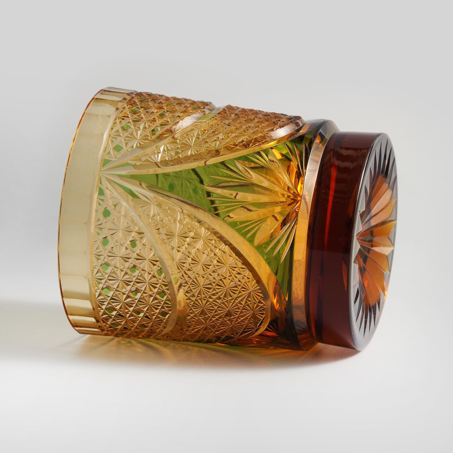 Vitraelle Hand-Cut Luxury Green Wave Whiskey Glass – product image 5