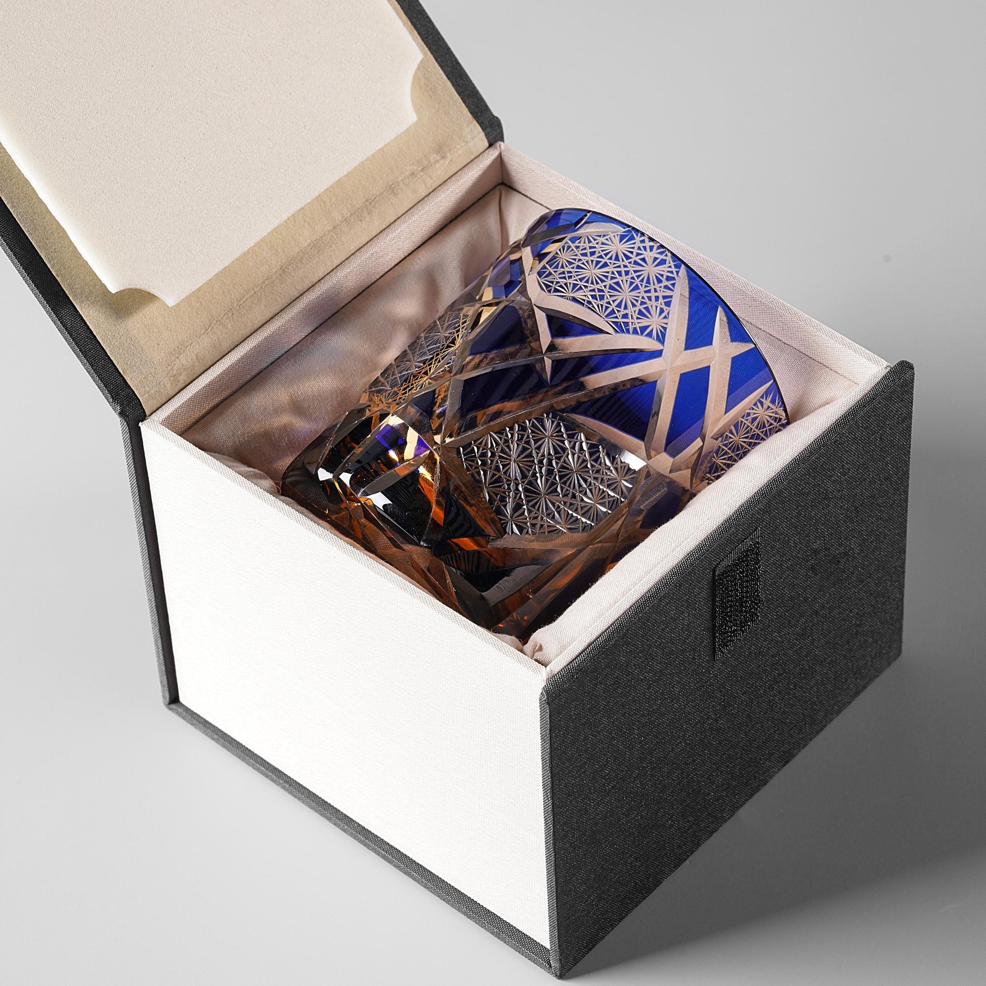 lovecove Hand-Cut Blue Lighting Whiskey Glasses – product image 4