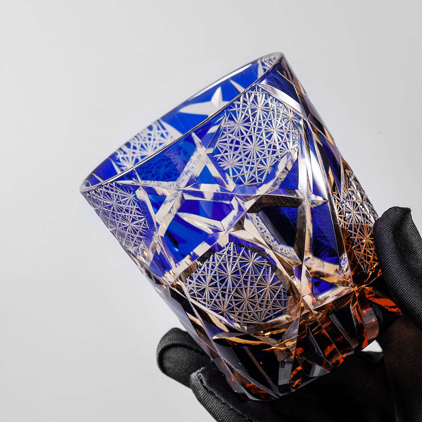 lovecove Hand-Cut Blue Lighting Whiskey Glasses – product image 3