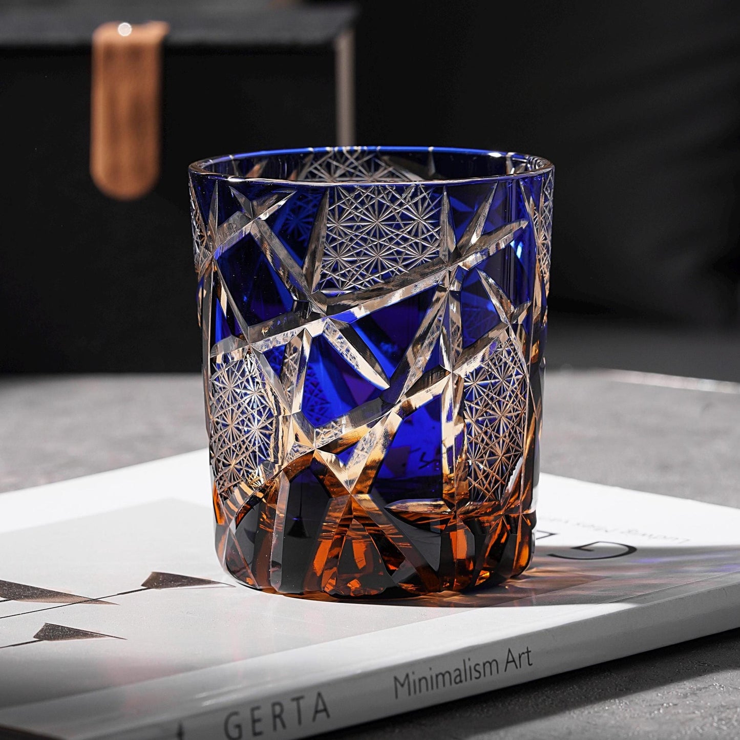 lovecove Hand-Cut Blue Lighting Whiskey Glasses – product image 1
