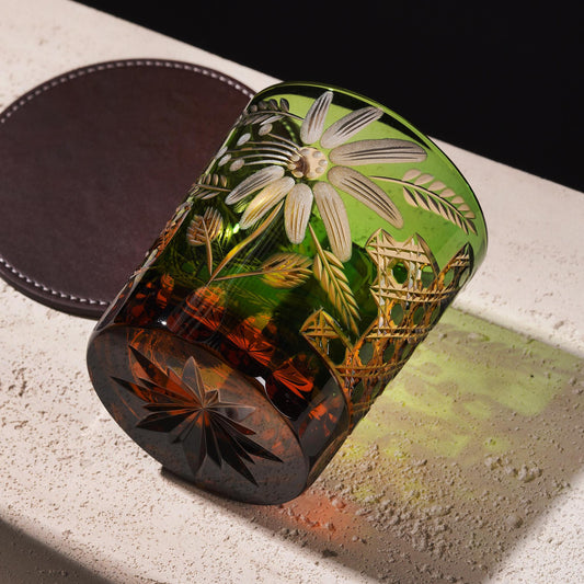 lovecove Hand-Carved Floral Whiskey Glass – product image 1