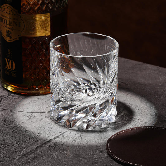 lovecove Hand-Cut Whirlwind Crystal Whiskey Glass – product image 1