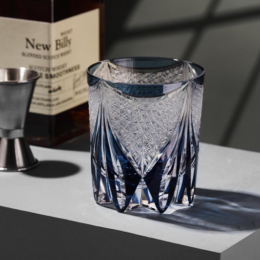 lovecove Vintage Kiriko Dark Blue Crystal Whisky Glass – product image 1