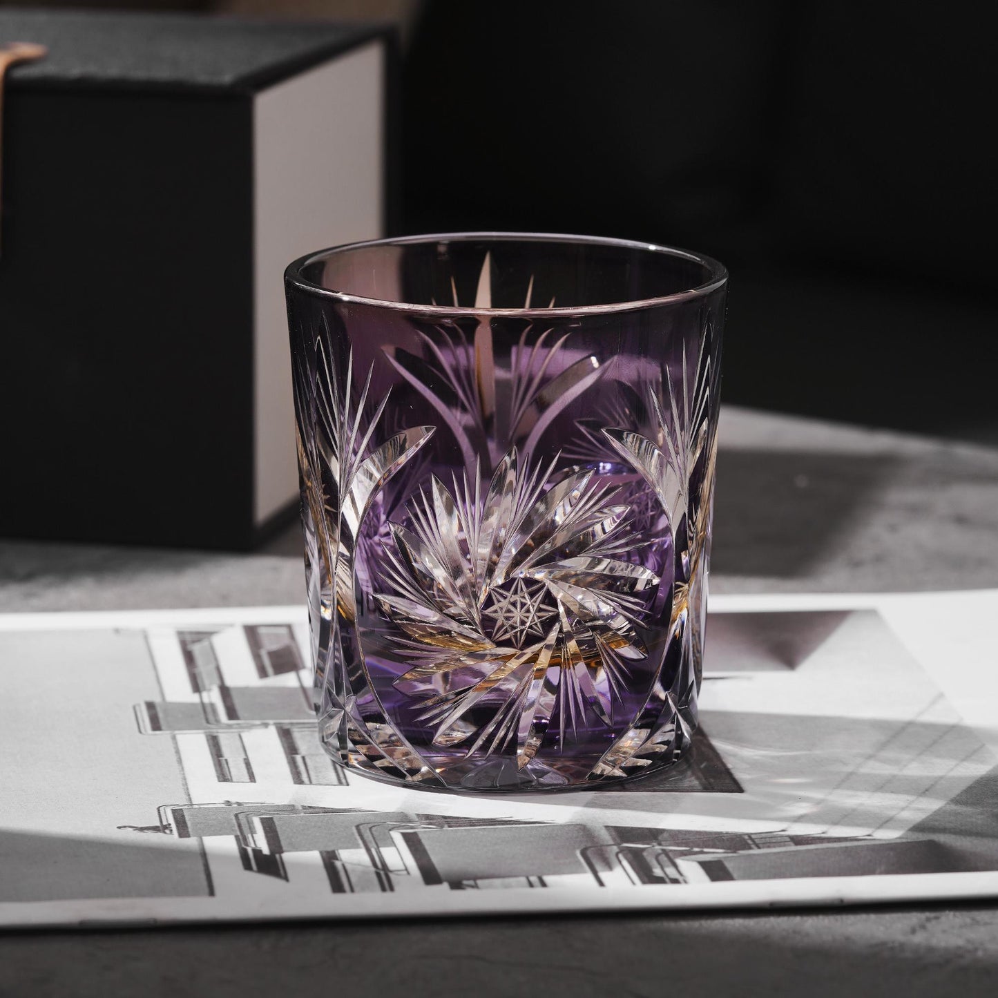 Vitraelle Crystal-Cut Luxury Purple Whiskey Glass – product image 2