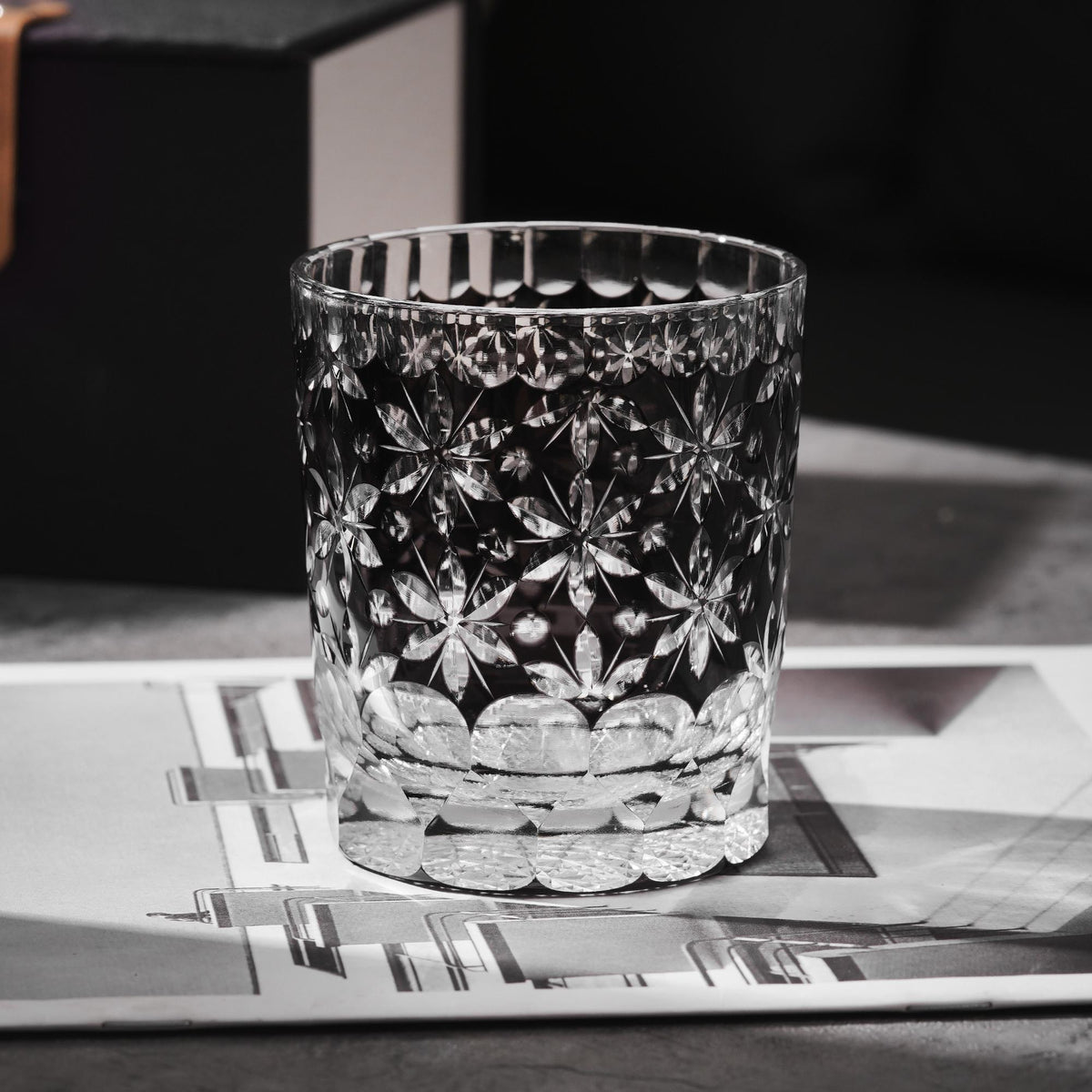 lovecove Engraved Floral Crystal Whiskey Glass – product image 1