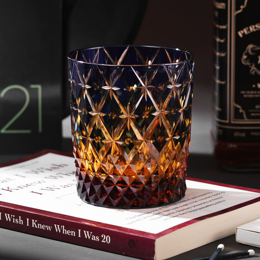 lovecove Hand-Cut Kiriko Blue Star Crystal Whiskey Glass – product image 1