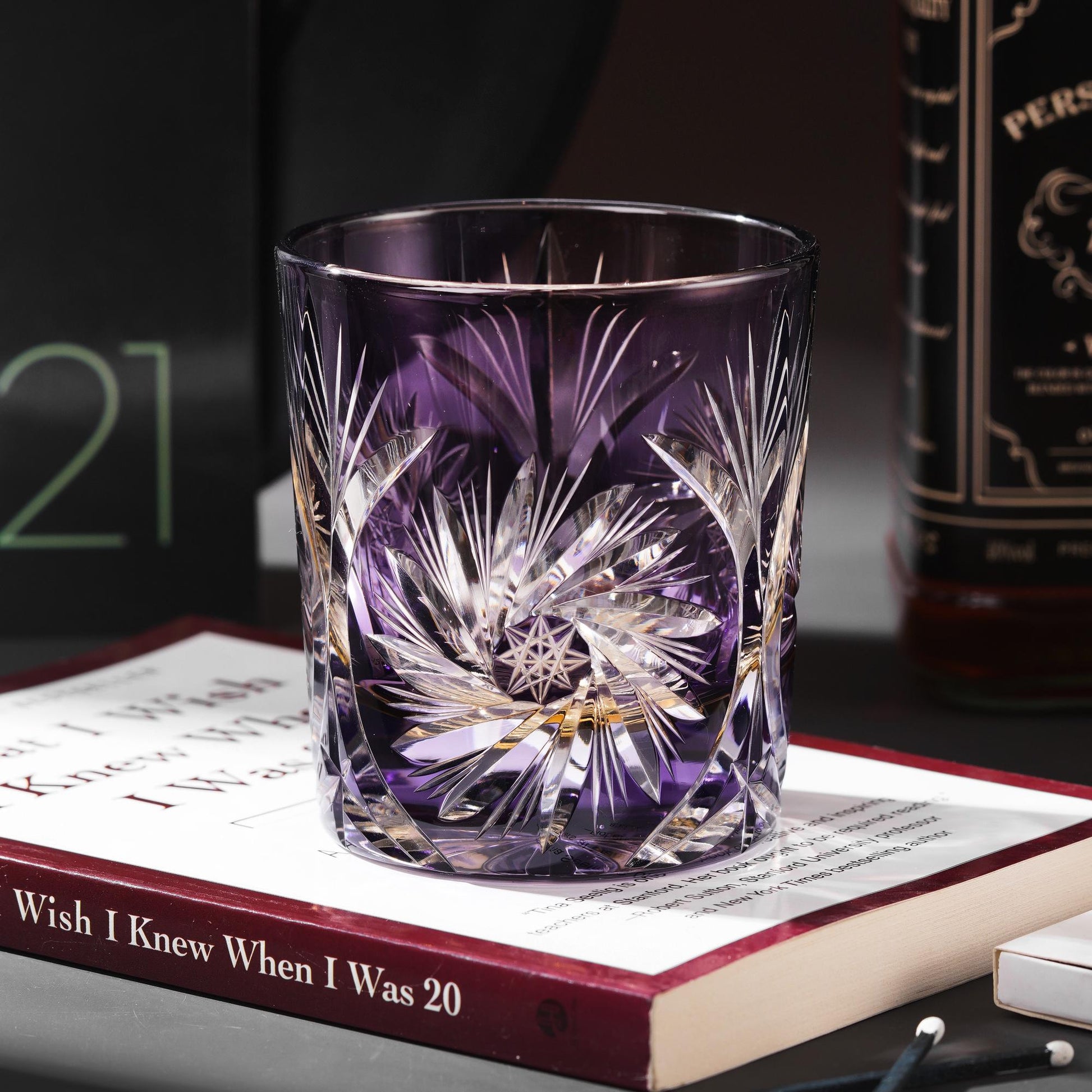 Vitraelle Crystal-Cut Luxury Purple Whiskey Glass – product image 1
