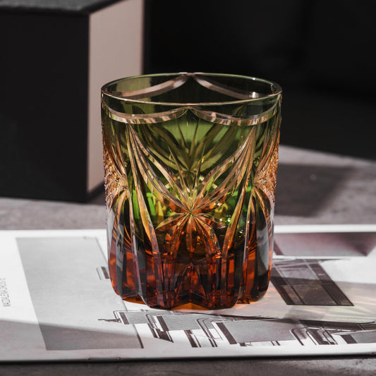 Vitraelle Hand-Cut Green Butterfly Whiskey Glass – product image 1
