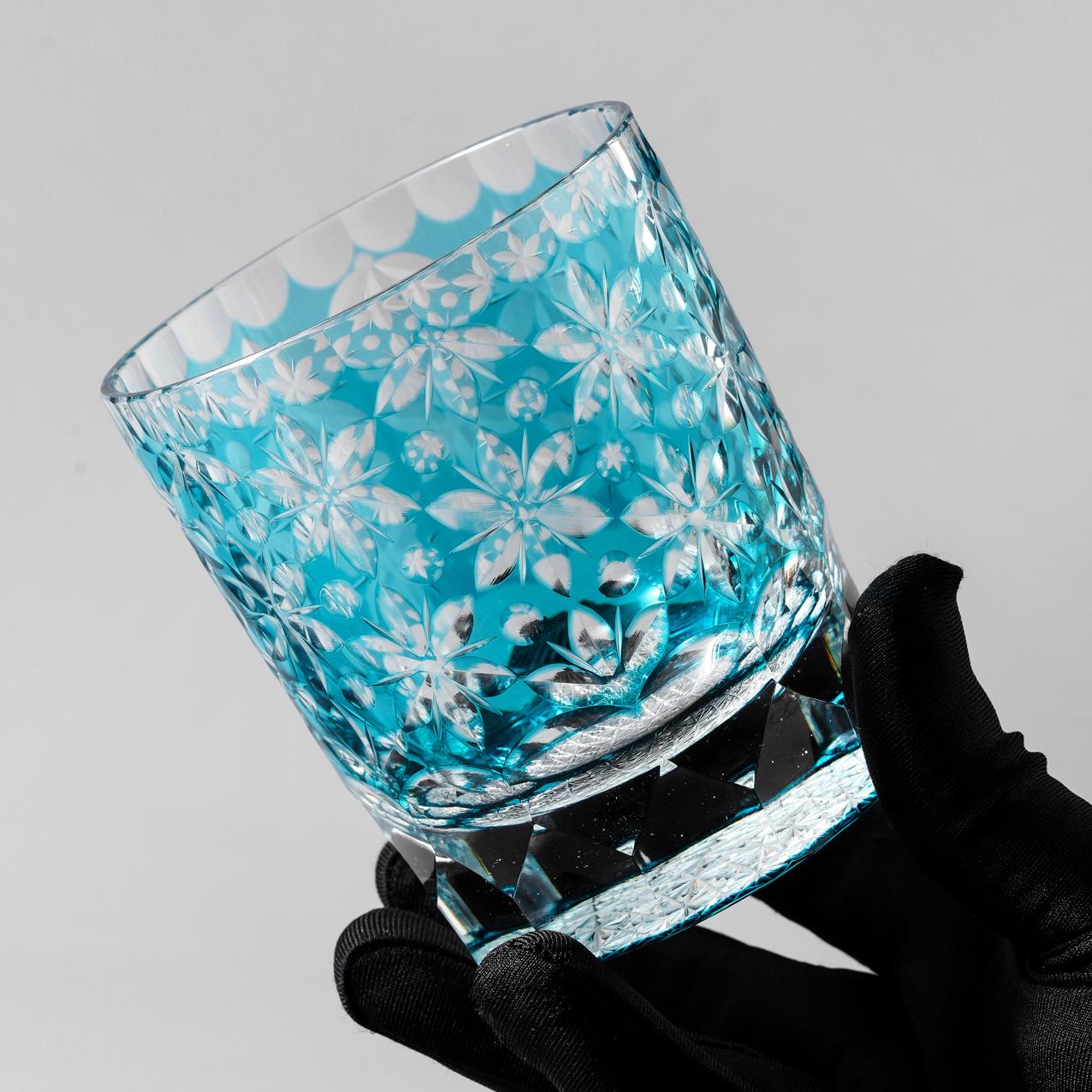 Vitraelle Kiriko Blue Sakura Whiskey Glass image 3