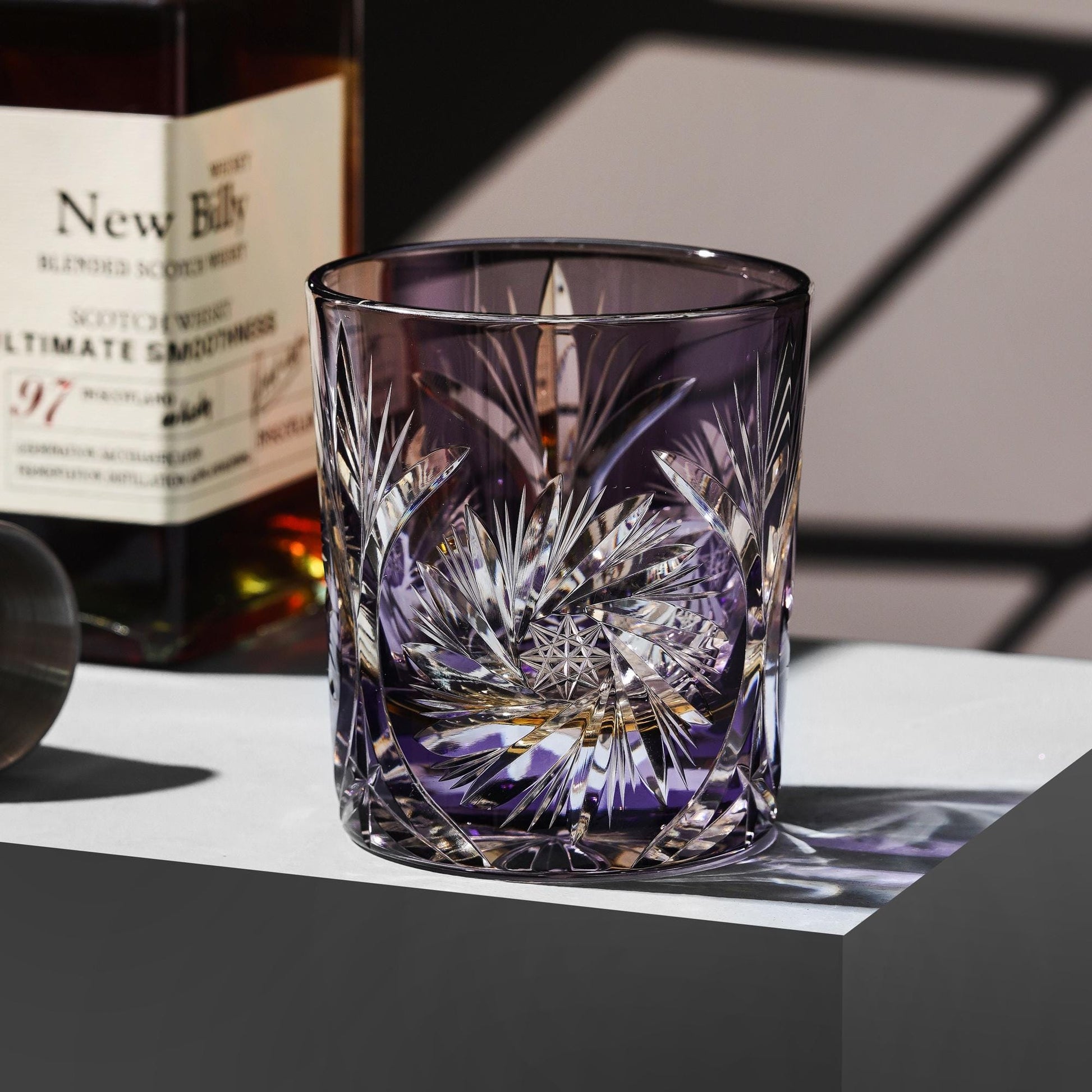 lovecove Kiriko Purple Star Cut Whiskey Glass image 2