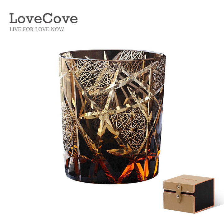 Lightning Cut Crystal Whisky Glass