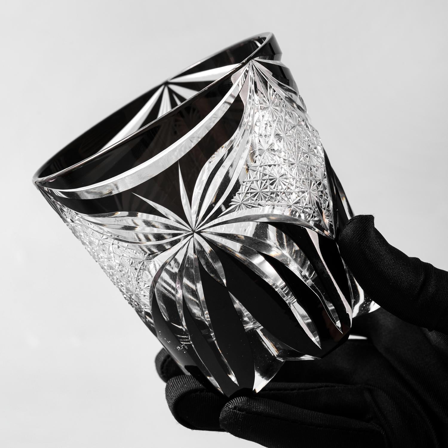 Vitraelle Old Fashioned Black Butterfly Whiskey Glass image 4