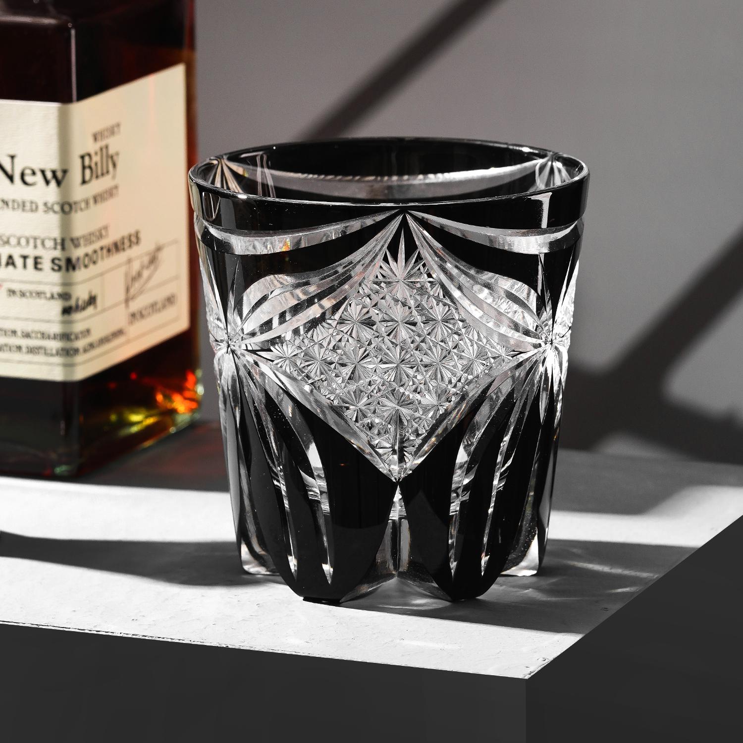 Vitraelle Old Fashioned Black Butterfly Whiskey Glass image 8