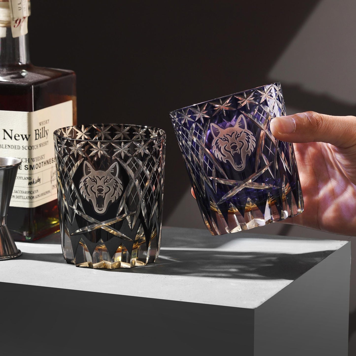 lovecove Old-Fashioned Black Wolf Whiskey Glasses image 4