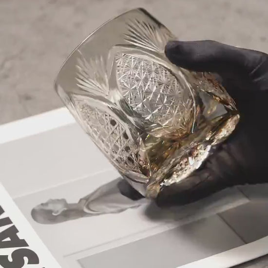 Vitraelle Hand Cut Amber Whisky Rocks Glass video 1