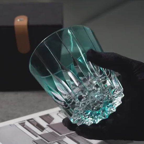 Vitraelle Hand-Cut Blue Crystal Whiskey Glass video 1
