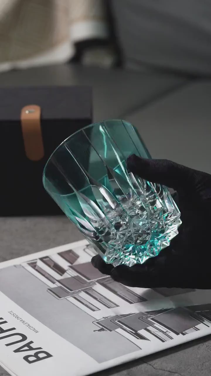 Vitraelle Hand-Cut Blue Crystal Whiskey Glass video 1