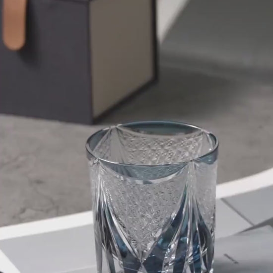 Vitraelle Hand Cut Luxury Blue Crystal Whisky Glass video 1