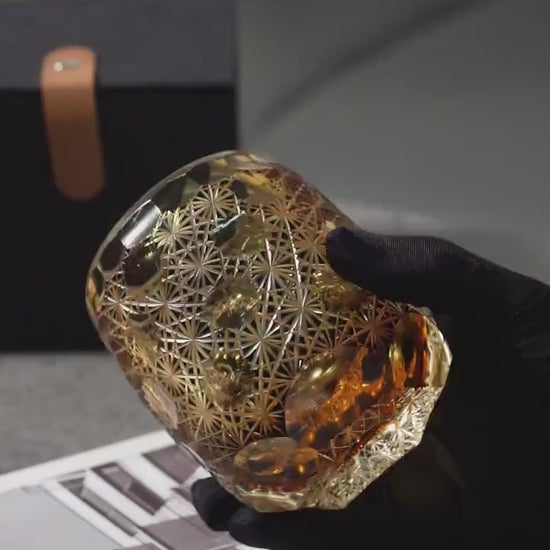 Vitraelle Hand-Carved Amber Bourbon Glass video 1