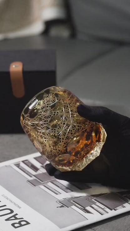 Vitraelle Hand-Carved Amber Bourbon Glass video 1