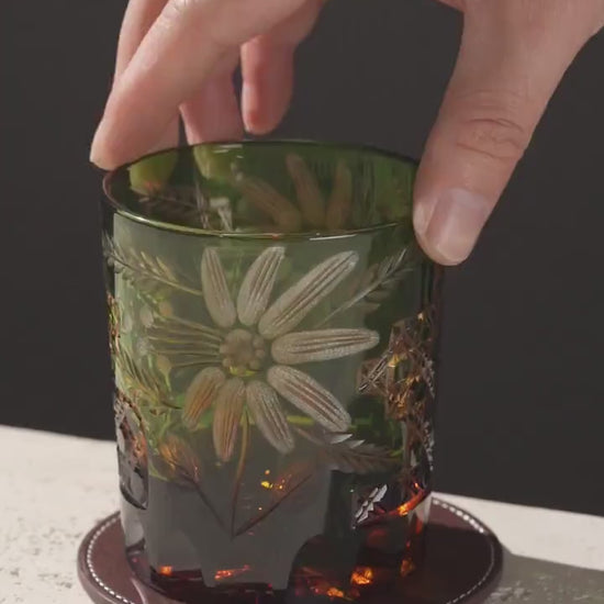 Vitraelle Hand-Carved Floral Whiskey Glass video 1