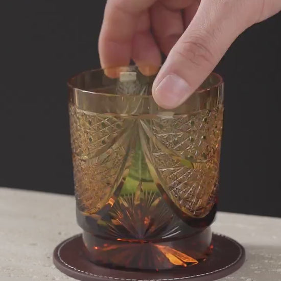 Vitraelle Vintage Engraved Amber Whiskey Glass video 1