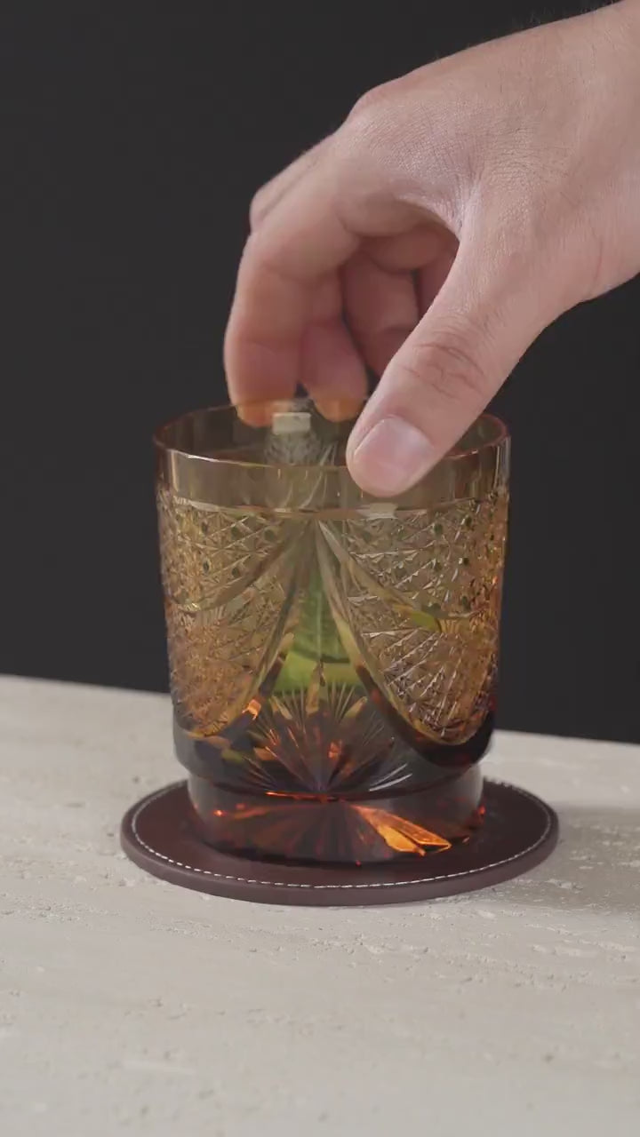 Vitraelle Vintage Engraved Amber Whiskey Glass video 1
