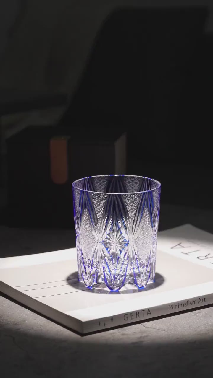 Vitraelle Hand Cut Blue Crystal Whisky Glass - 1346 video 1