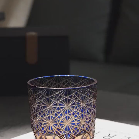 Vitraelle Hand Cut Blue Crystal Whisky Glass video 1