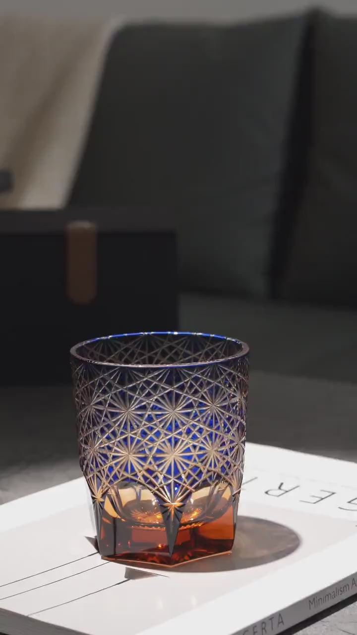 Vitraelle Hand Cut Blue Crystal Whisky Glass video 1