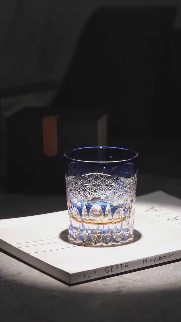 Vitraelle Hand Cut Blue Crystal Whisky Glass - F0A4 video 1
