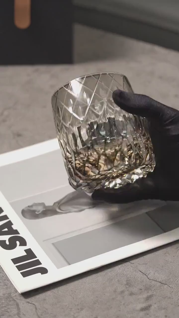 Vitraelle Hand Cut Luxury Raindrop Whisky Glass video 1