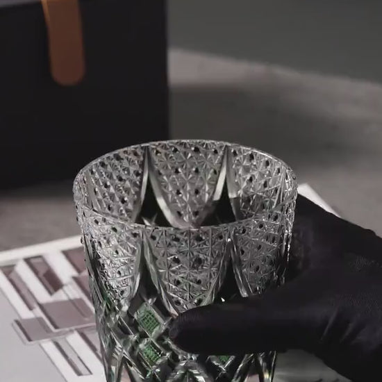 Vitraelle Hand-Cut Black Thistle Whiskey Glass video 1