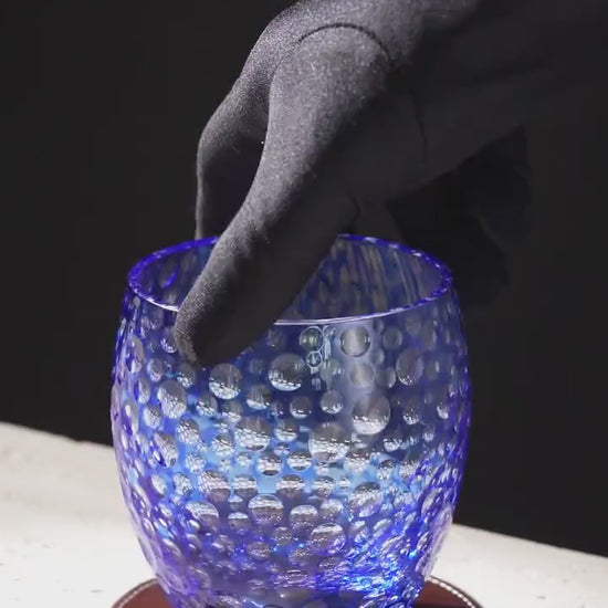 Vitraelle -Style Blue Bubble Whiskey Glass video 1