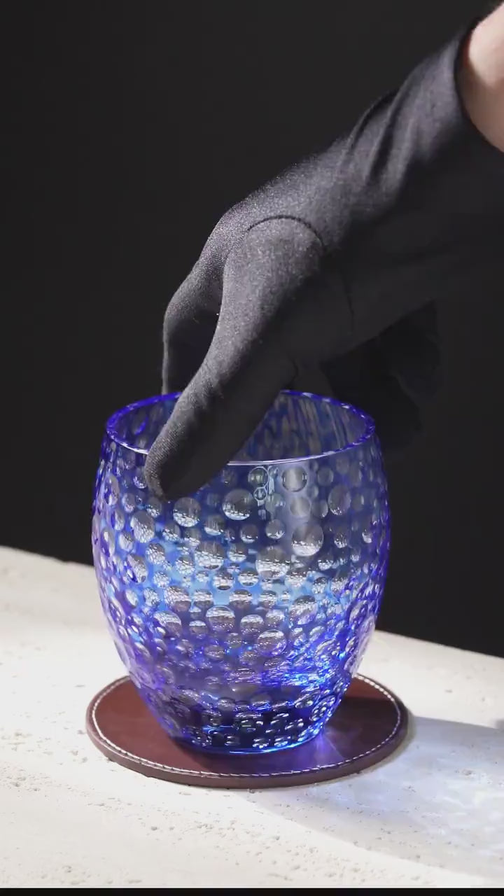 Vitraelle -Style Blue Bubble Whiskey Glass video 1