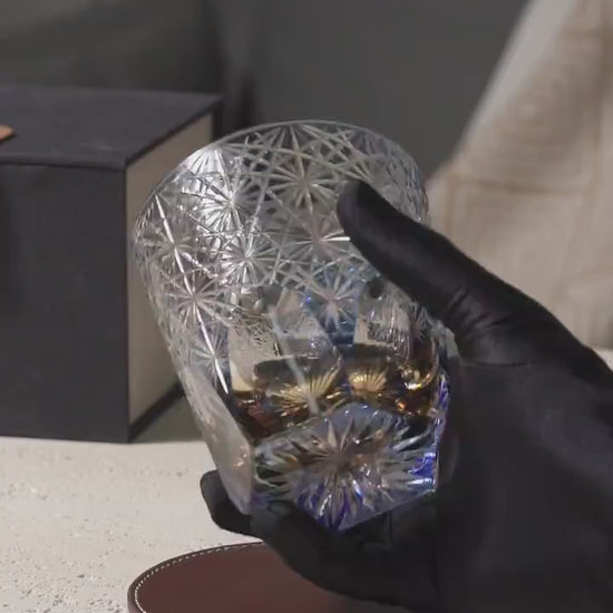 Vitraelle Vintage Luxury Blue Crystal Whisky Rocks Glass video 1