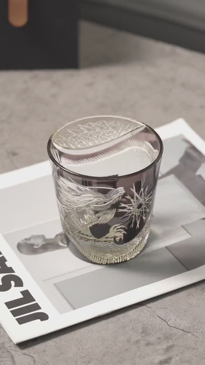 Vitraelle Hand-Cut Dragon Whiskey Glass video 1