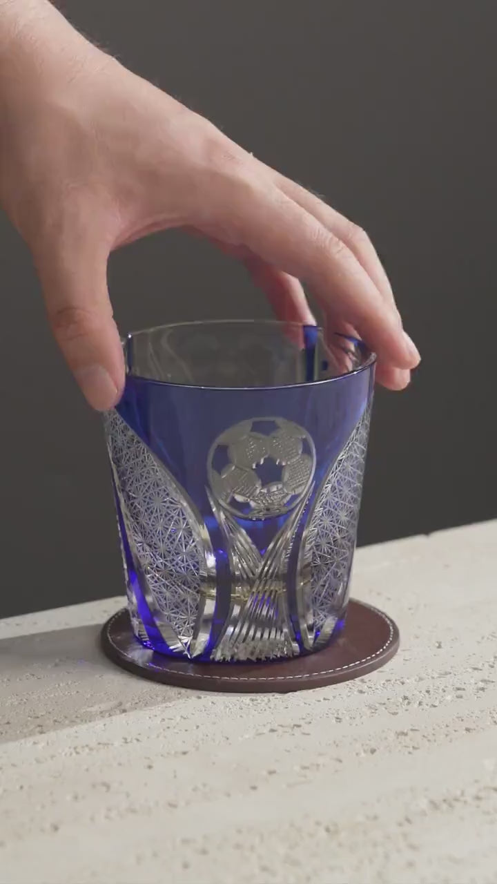 Vitraelle Hand-Cut Soccer Ball Engraved Whiskey Glass video 1