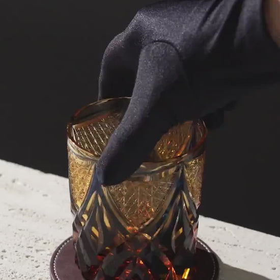 Vitraelle Hand-Carved Amber Flame Whiskey Glass video 1