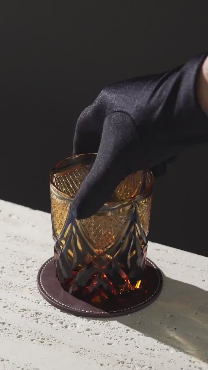 Vitraelle Hand-Carved Amber Flame Whiskey Glass video 1