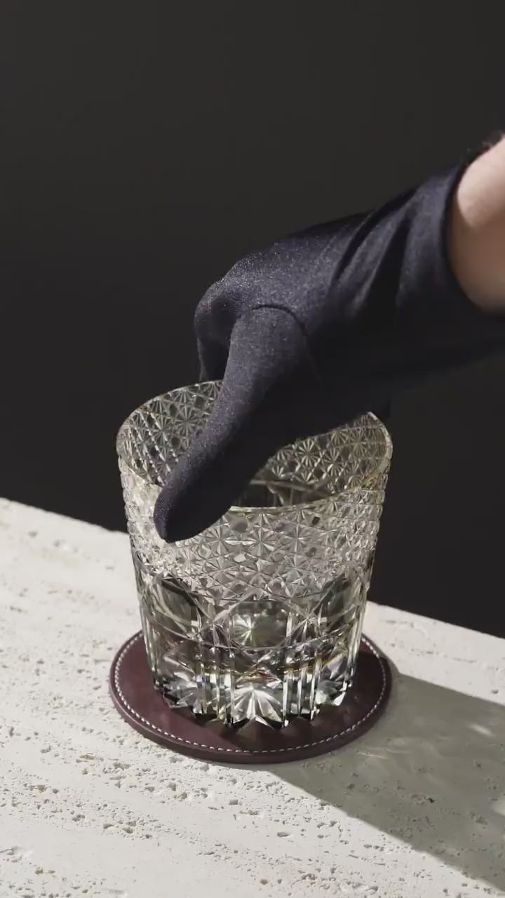 Vitraelle Hand-Carved Blue Gem Crystal Whiskey Tumbler video 1