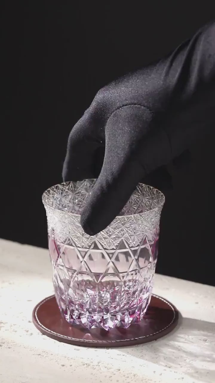 Vitraelle Hand-Carved Pink Whiskey Glass video 1