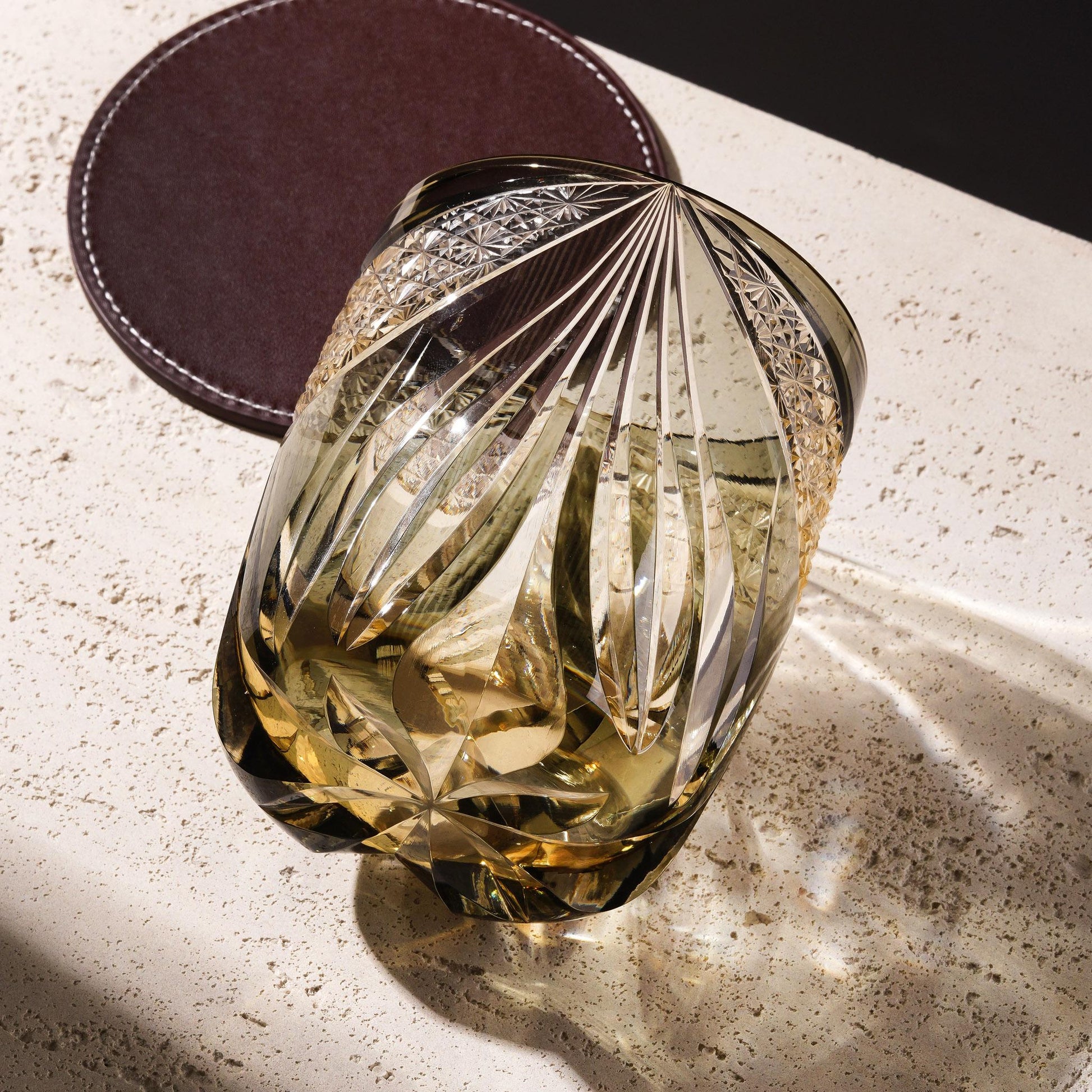 Vitraelle Vintage Amber Gray Crescent Whiskey Glass image 2