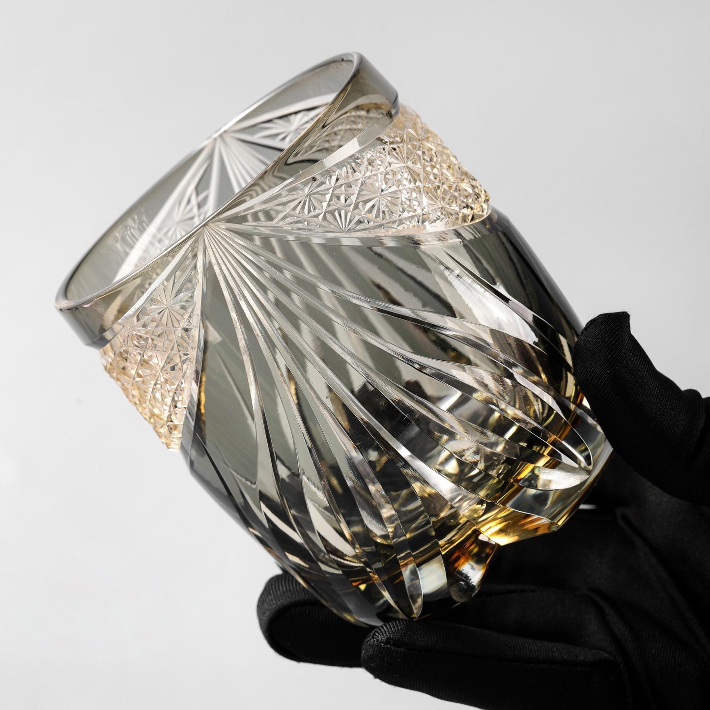 Vitraelle Vintage Amber Gray Crescent Whiskey Glass image 4