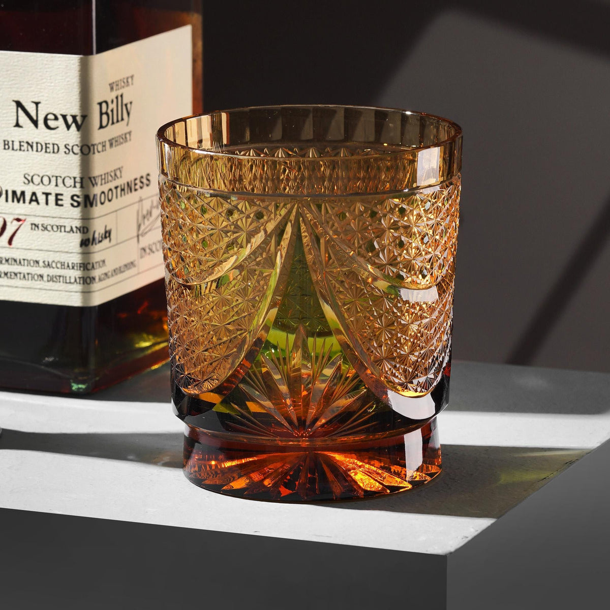 lovecove Vintage Engraved Amber Whiskey Glass image 7
