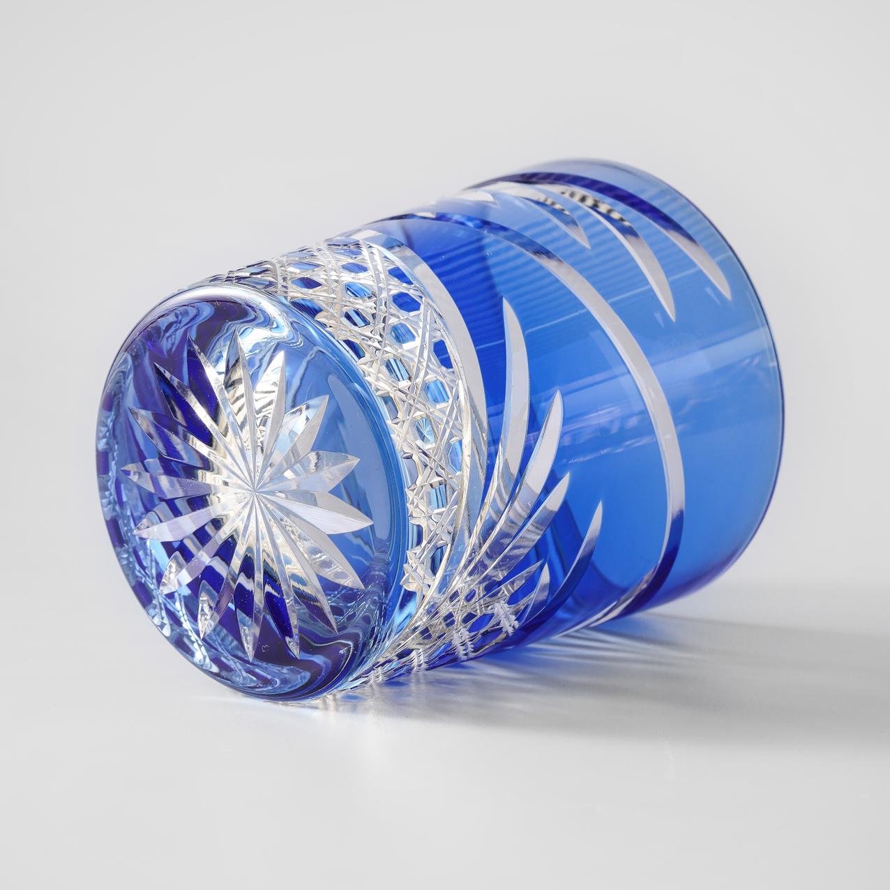 lovecove Vintage Kiriko Blue Crystal Whisky Glass image 3