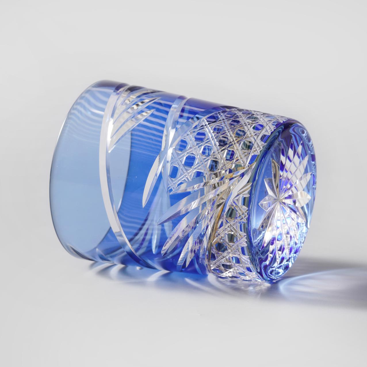 lovecove Vintage Kiriko Blue Crystal Whisky Glass image 4