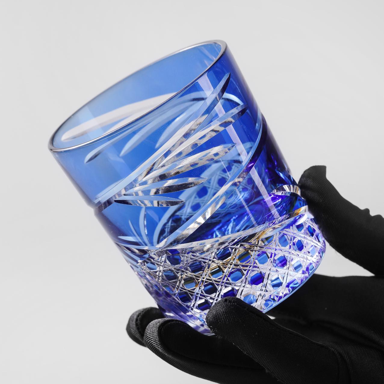 lovecove Vintage Kiriko Blue Crystal Whisky Glass image 6